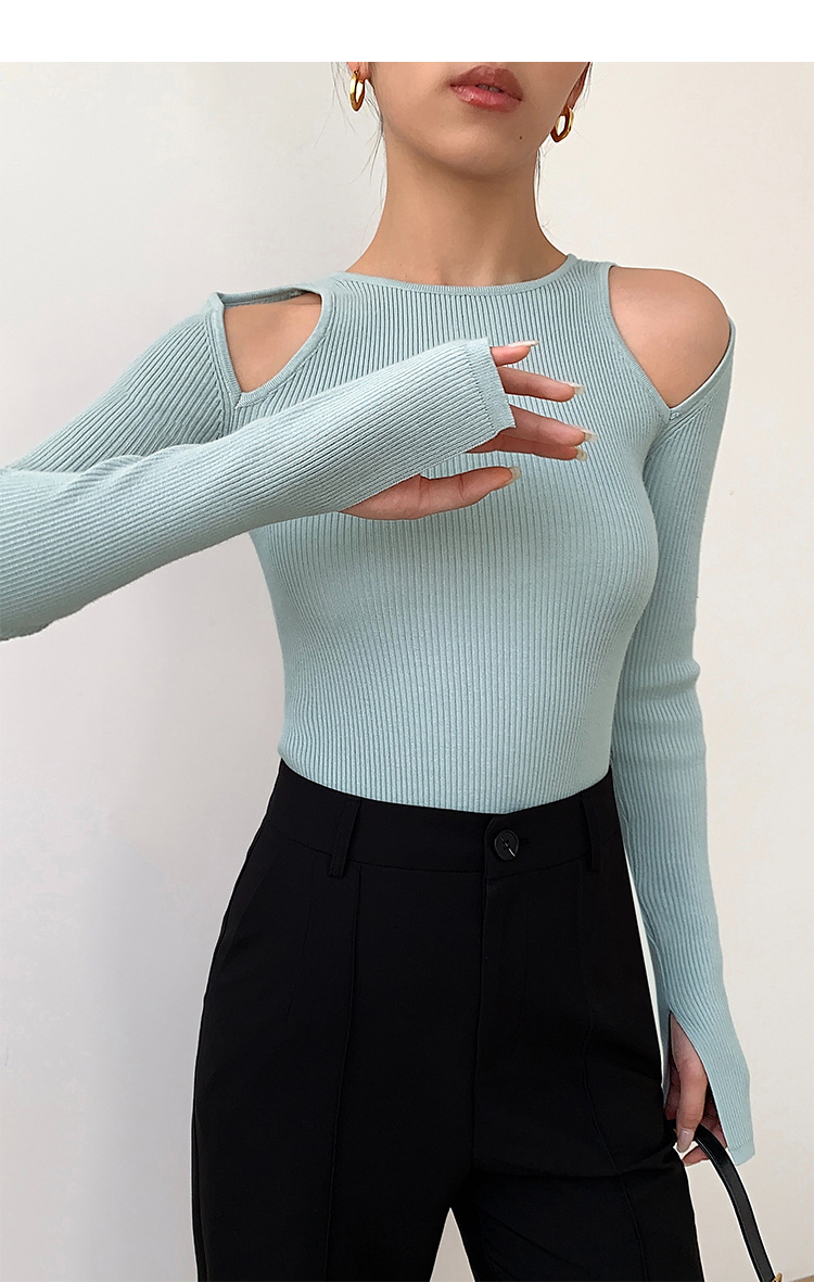 Camicia blu senza spalline con maniche lunghe
