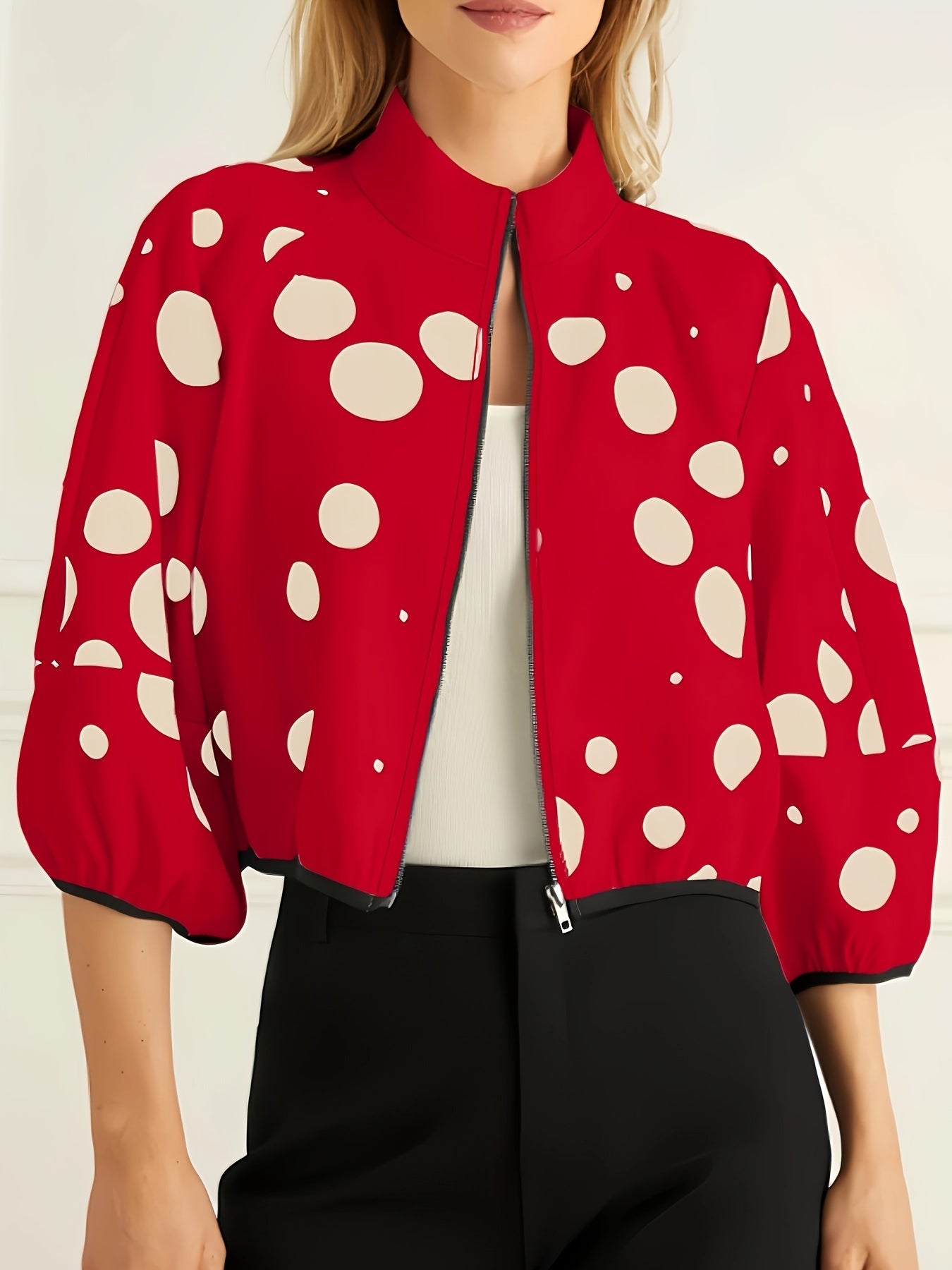 Giacca con zip e stampa a pois