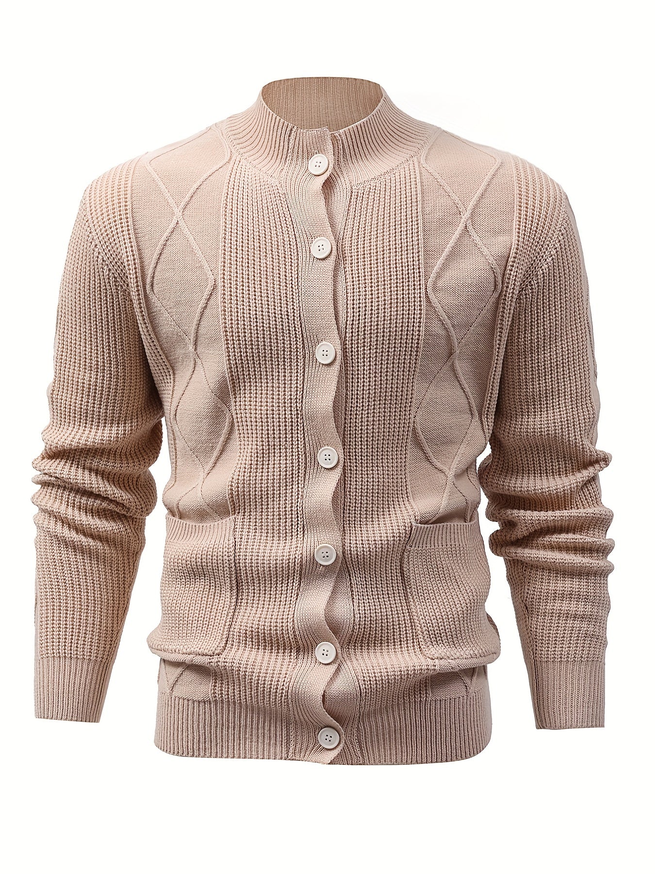 Elegante cardigan alto elasticizzato in beige