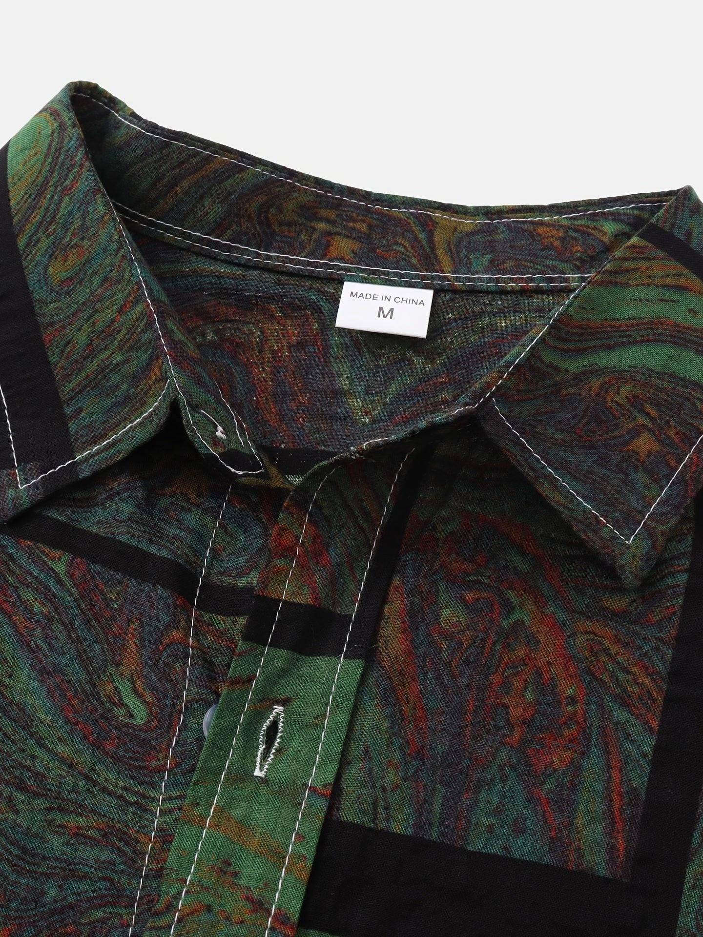 Camicia in cotone con grafica quadrata e maniche corte per l'estate