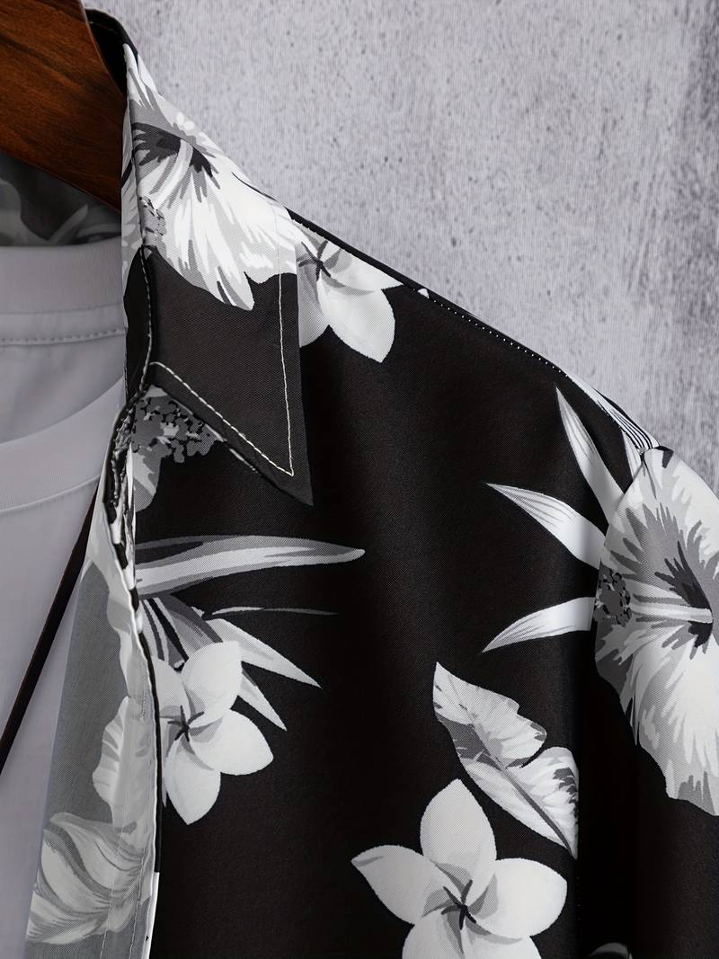 Camicia revers a manica corta con fantasia floreale