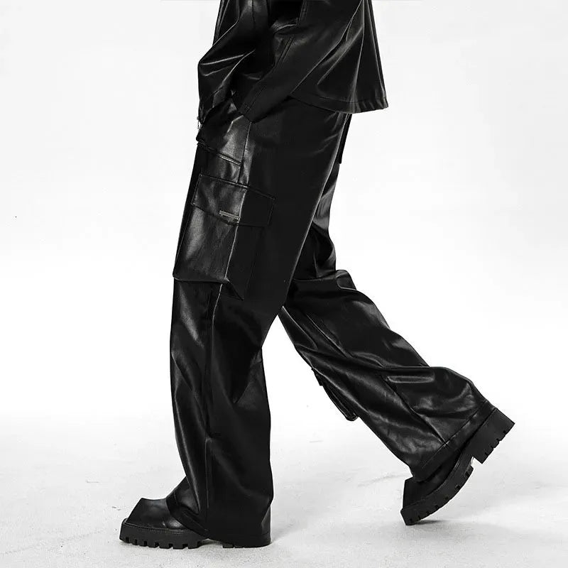 Pantaloni di pelle larghi di lusso