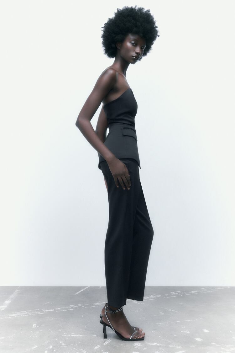 Classico top corsetto a vita alta e tailleur pantalone