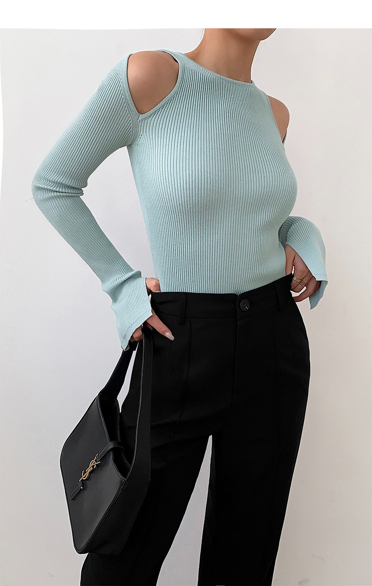 Camicia blu senza spalline con maniche lunghe