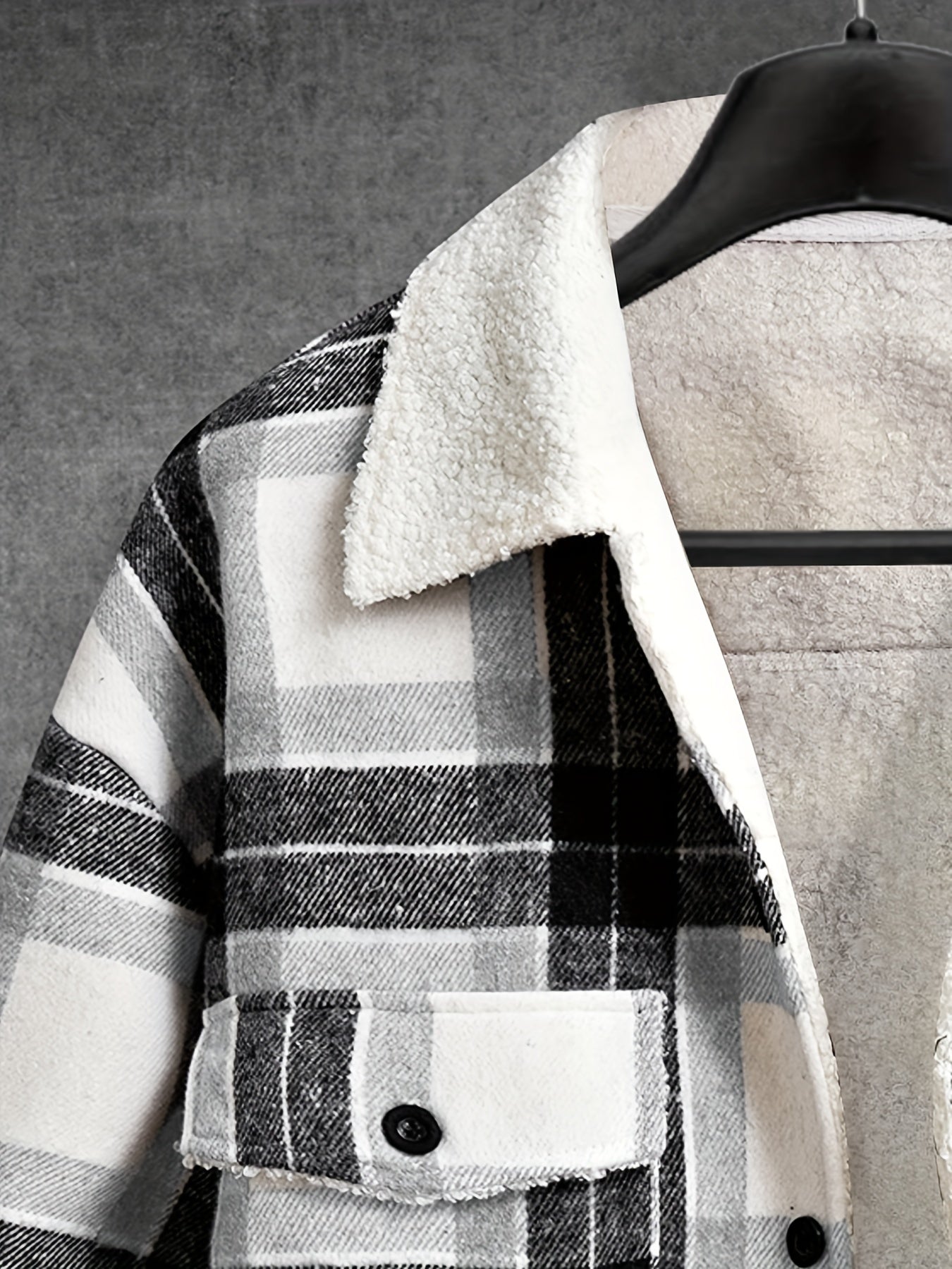 Felpa con cappuccio con fodera in pile a quadri