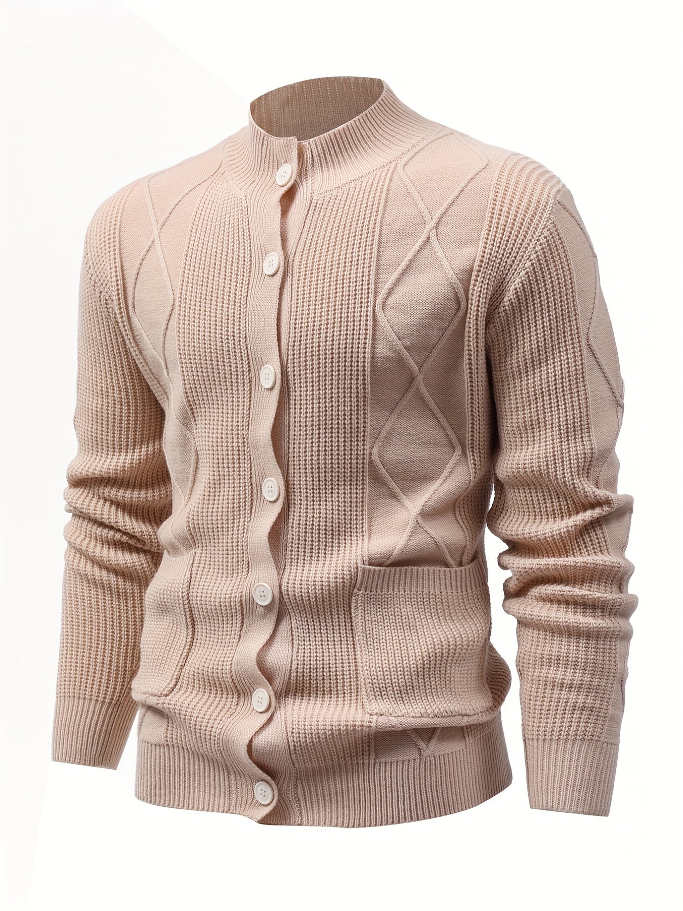 Elegante cardigan alto elasticizzato in beige