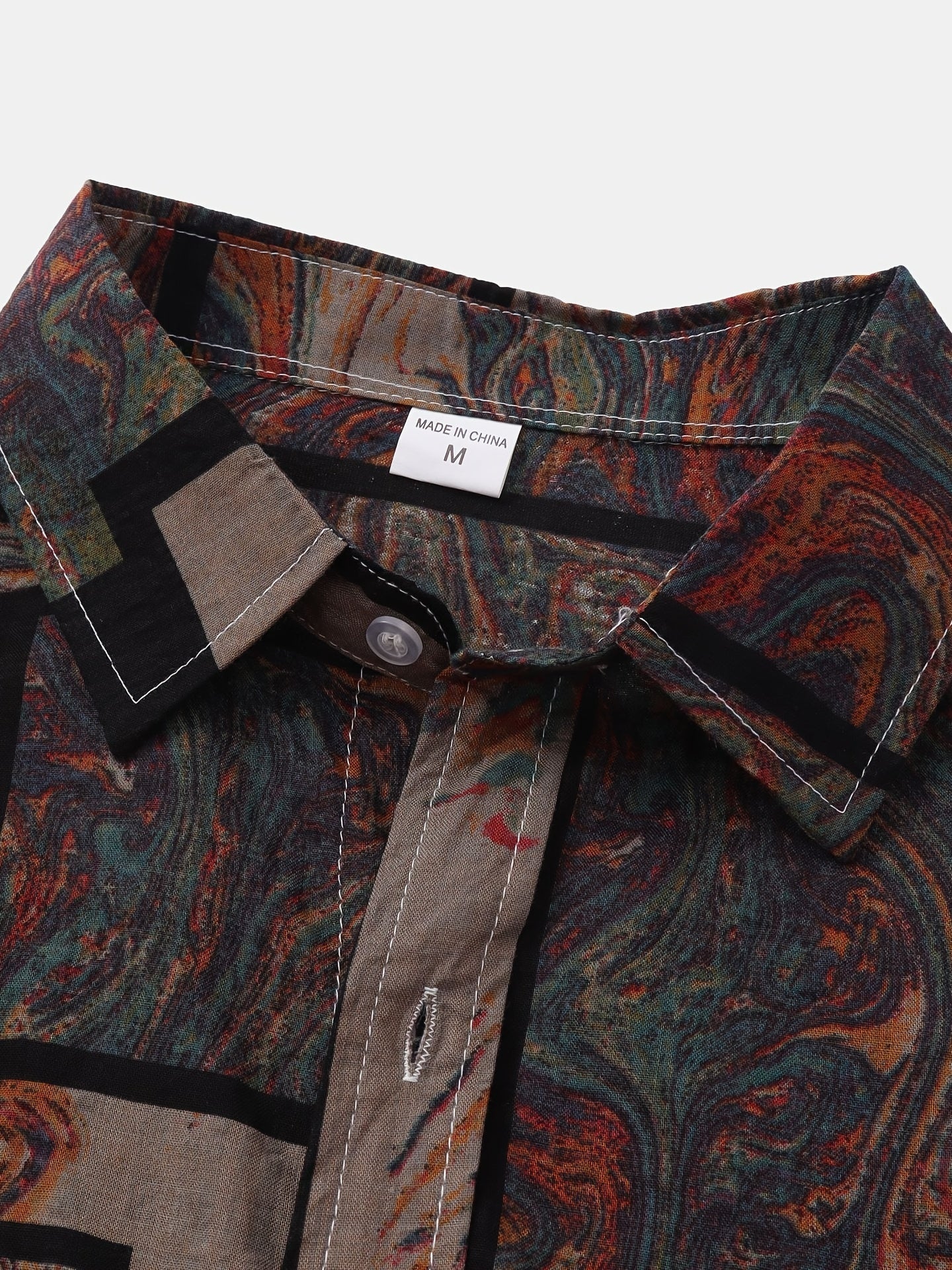 Camicia in cotone con grafica quadrata e maniche corte per l'estate