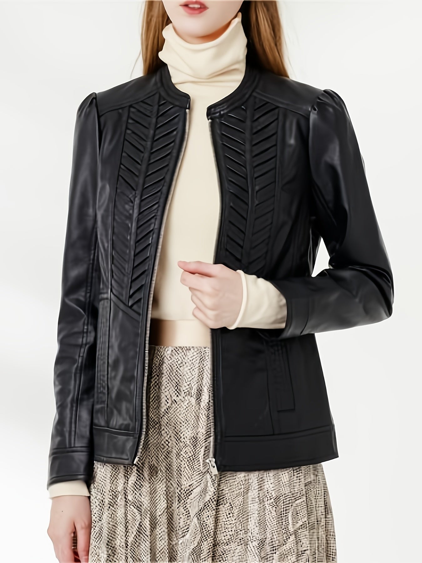 Giacca strutturata in pelle nera
