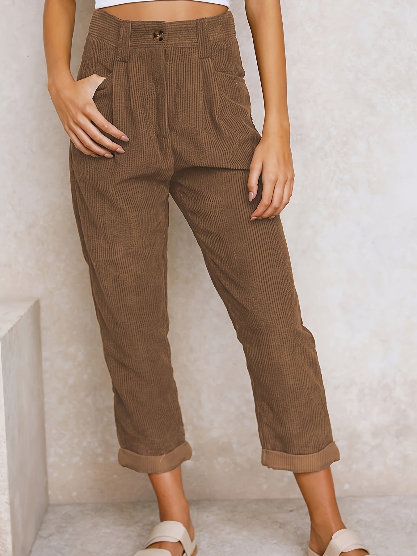 Pantaloni in velluto a coste con gamba dritta