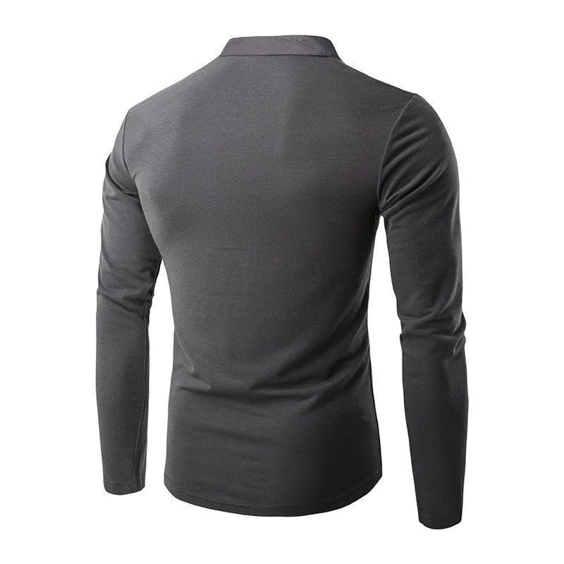 T-shirt a manica lunga con bottoni