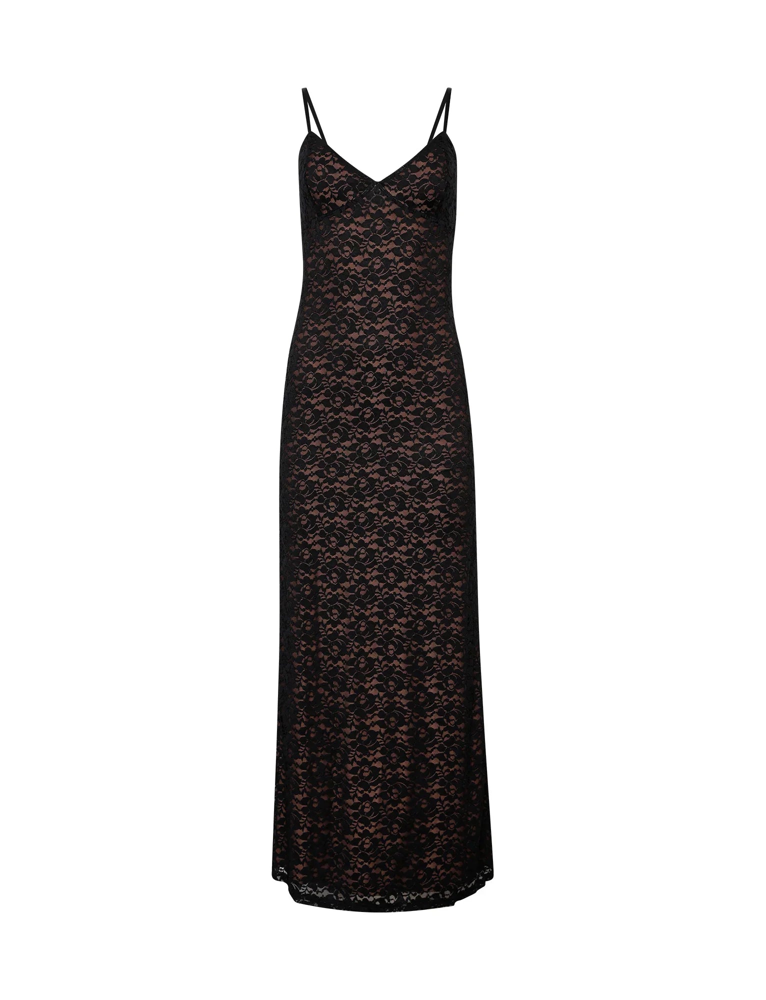 Vestito in pizzo nero con stampa floreale
