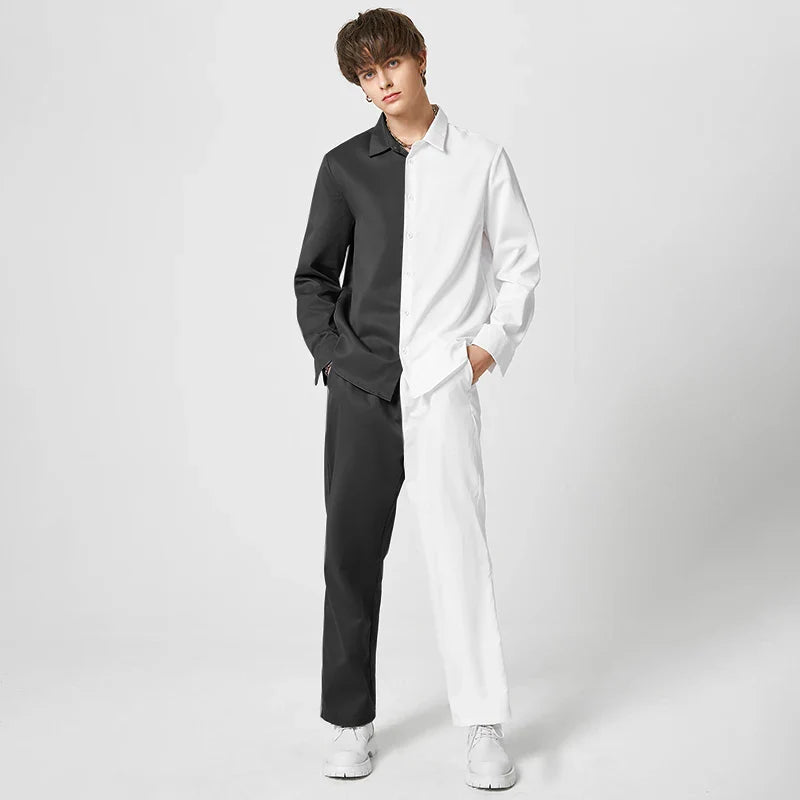 Camicia con revers e pantaloni con maniche lunghe e bottoni