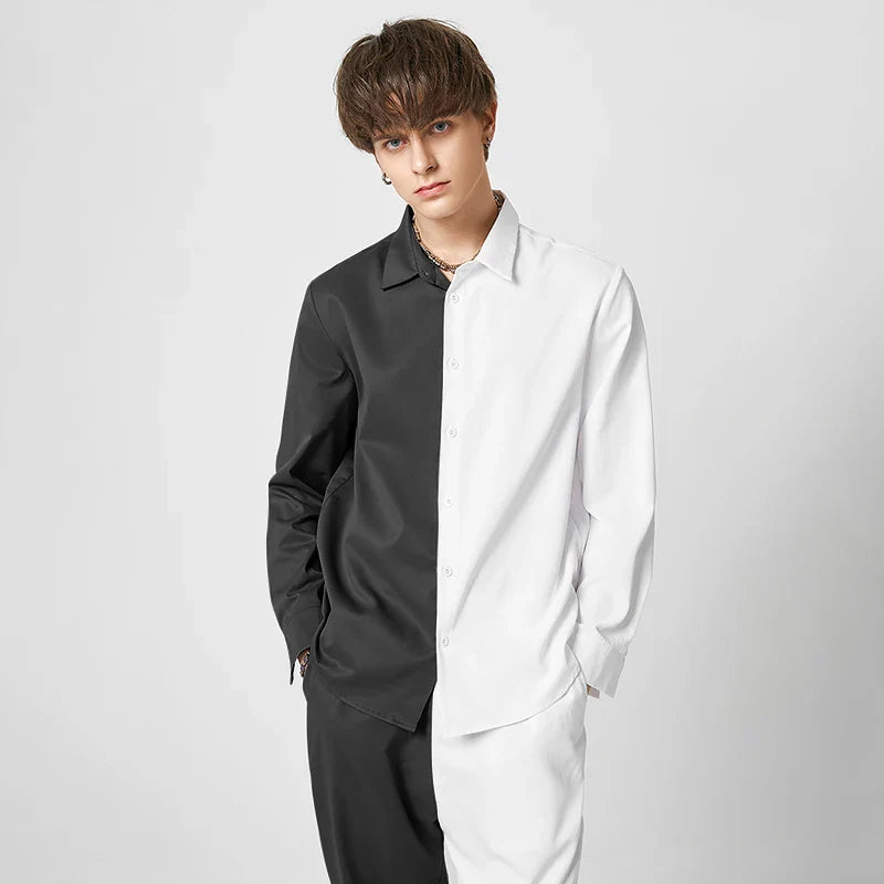 Camicia con revers e pantaloni con maniche lunghe e bottoni