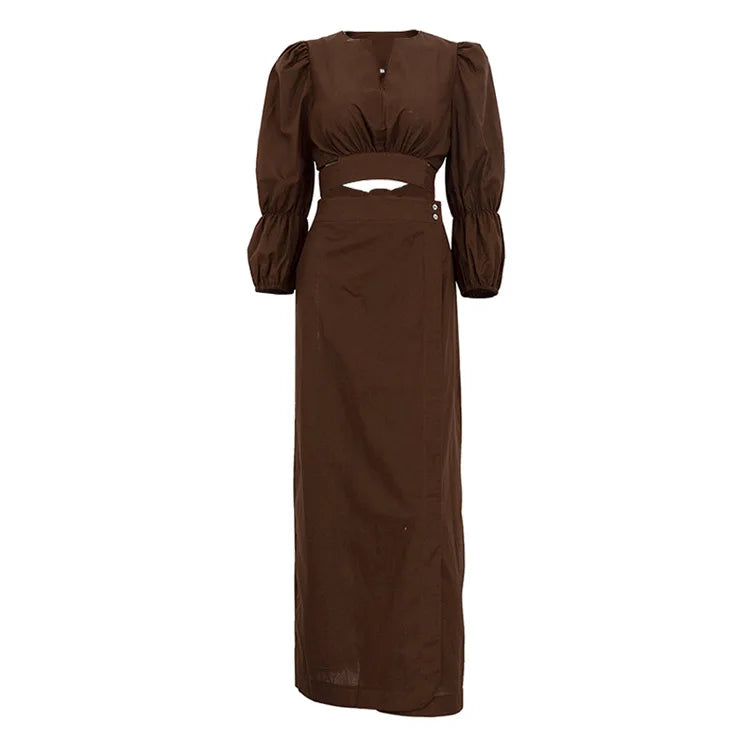 Set composto da camicia cropped e gonne lunghe a vita alta