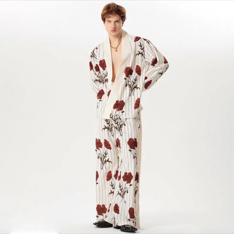 Camicia ampia con stampa floreale con maniche lunghe e pantaloni a gamba larga