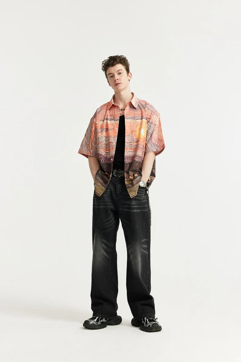 Camicia hawaiana leggera al tramonto