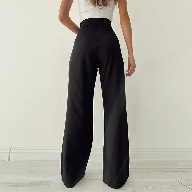 Pantaloni a gamba larga con nastro