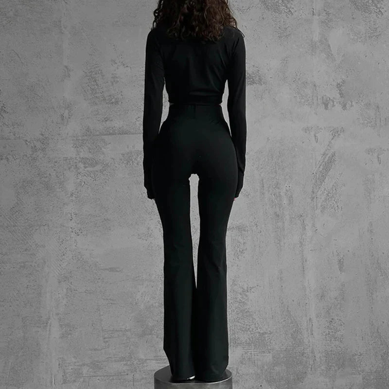 Set sportivo maglione nero e pantaloni