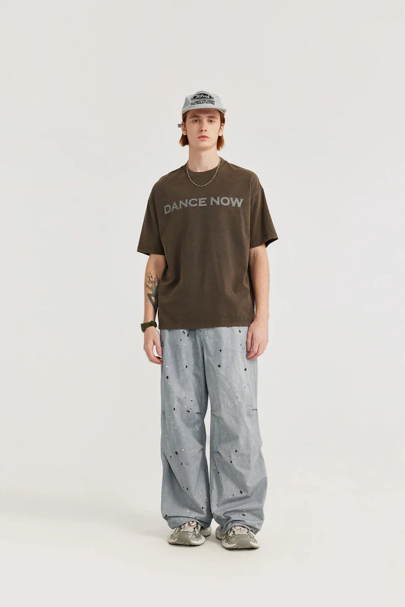 Pantaloni da paracadute lavati e schizzati