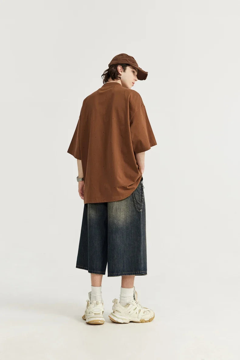 Shorts in jeans a gamba larga