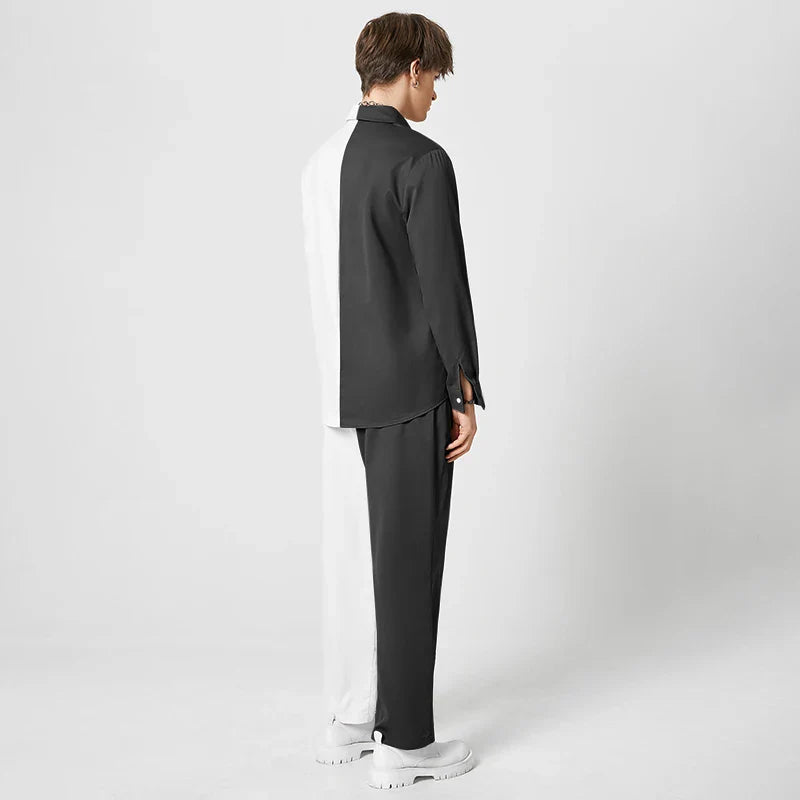 Camicia con revers e pantaloni con maniche lunghe e bottoni