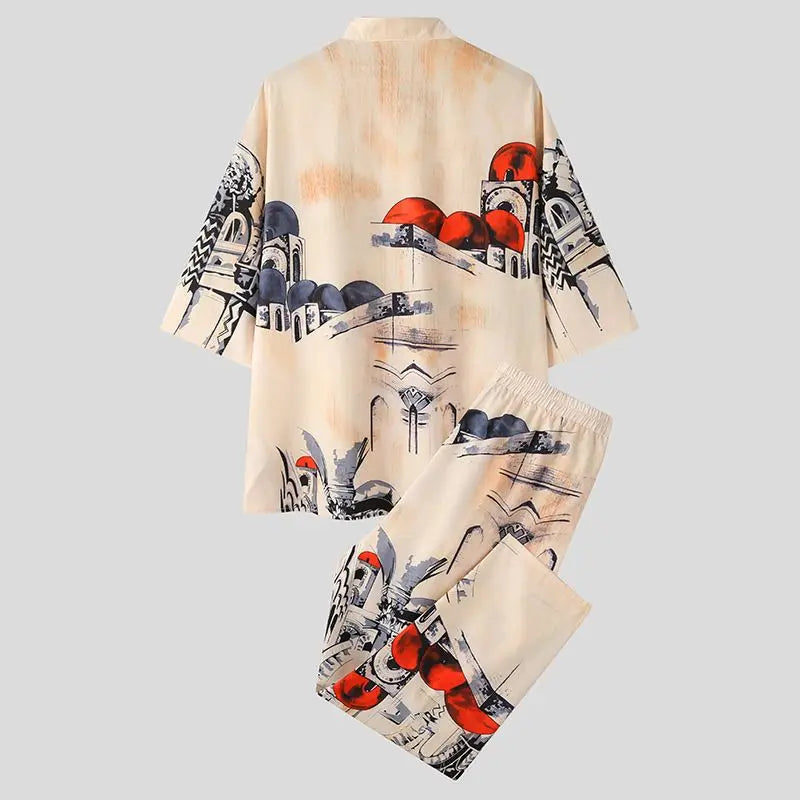 Camicia ampia e pantaloni con motivo