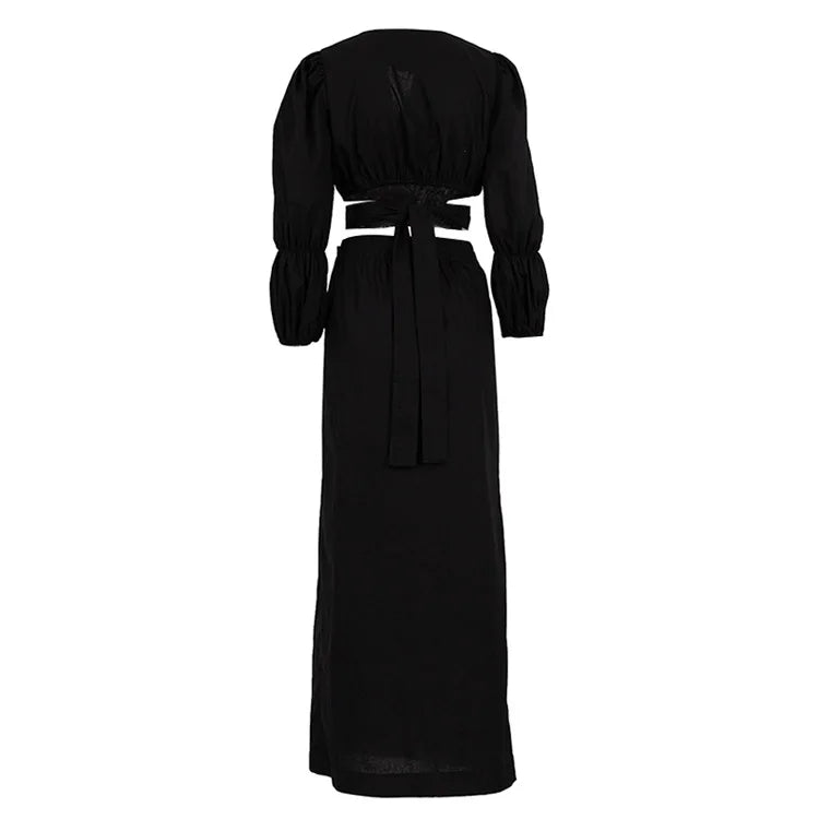 Set composto da camicia cropped e gonne lunghe a vita alta