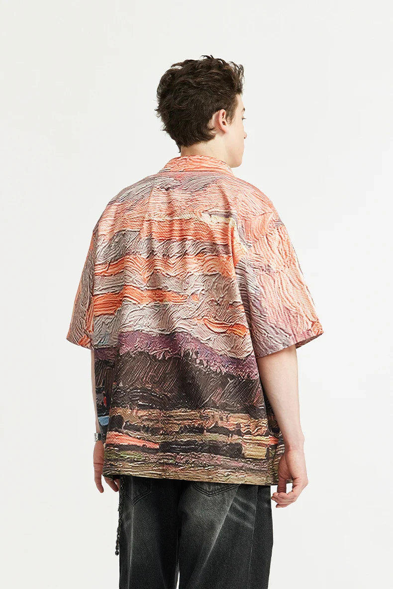 Camicia hawaiana leggera al tramonto