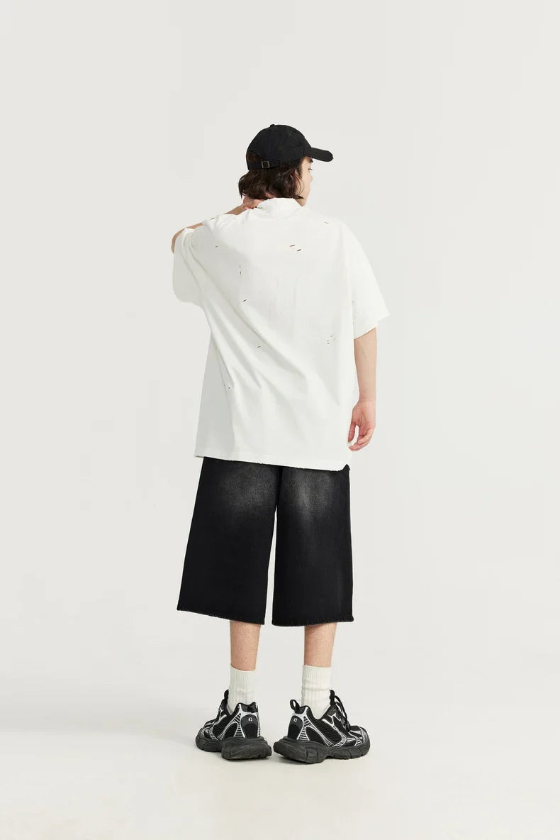 Shorts in jeans a gamba larga