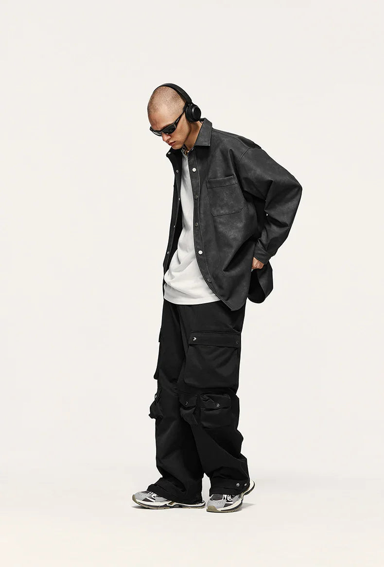 Giacca in pelle PU invecchiata