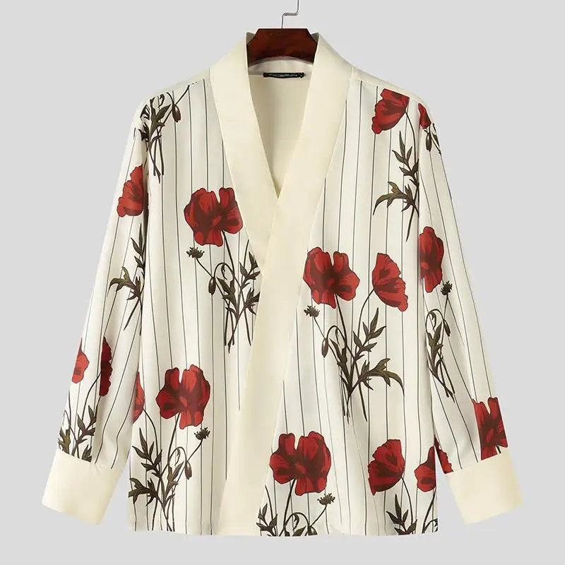 Camicia ampia con stampa floreale con maniche lunghe e pantaloni a gamba larga