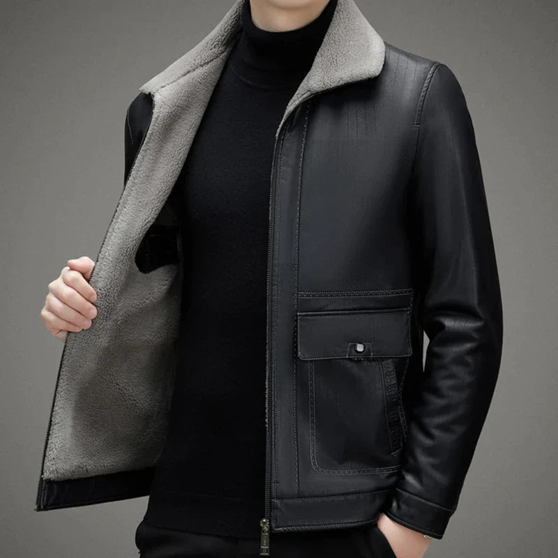 Giacca nera foderata in pile