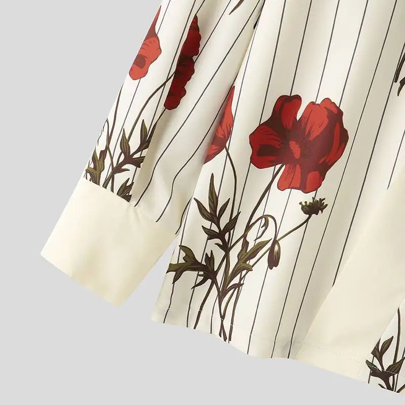 Camicia ampia con stampa floreale con maniche lunghe e pantaloni a gamba larga