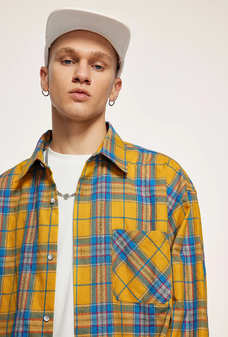 Camicia oversize a quadri colorblock