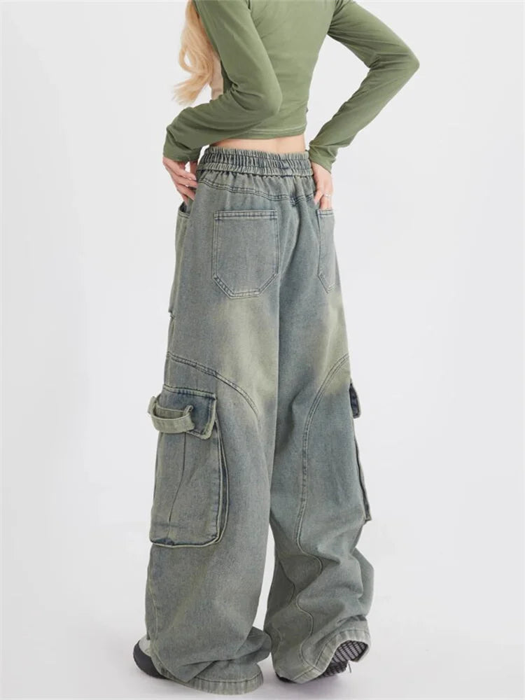 Jeans larghi retr? con ampie tasche