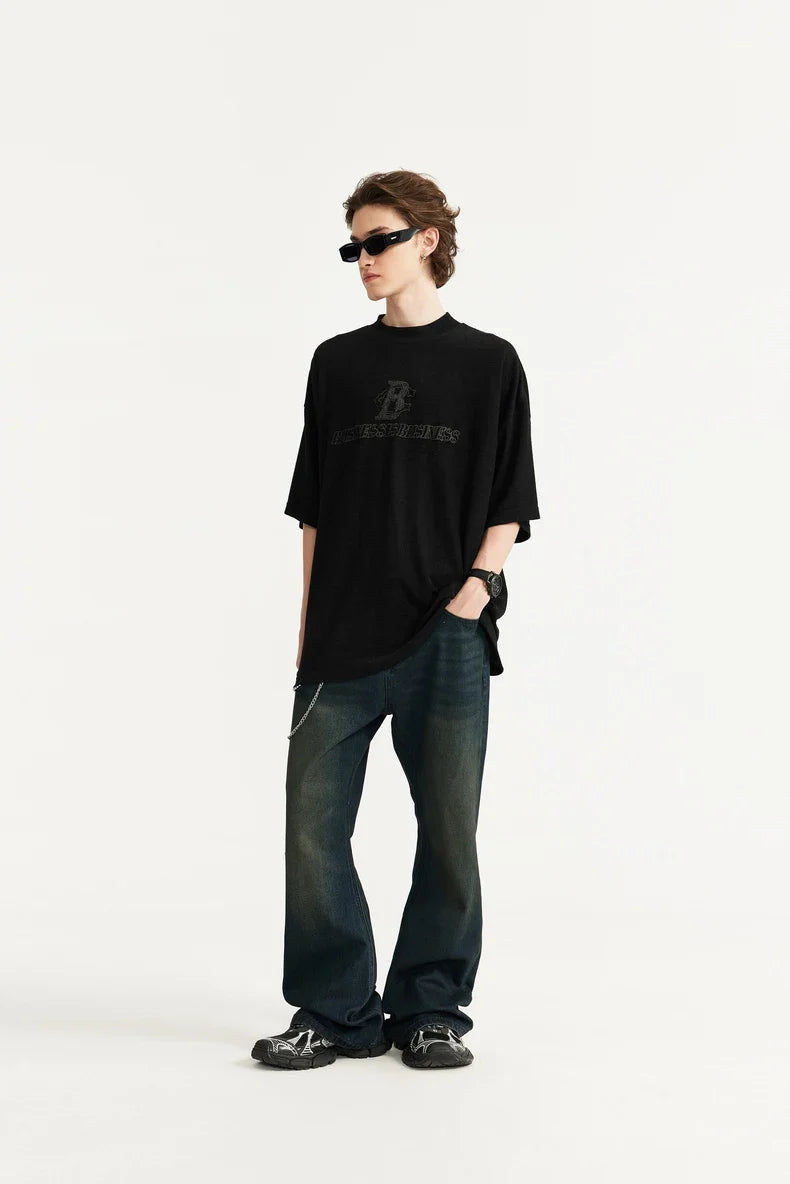 T-shirt oversize con collo rialzato