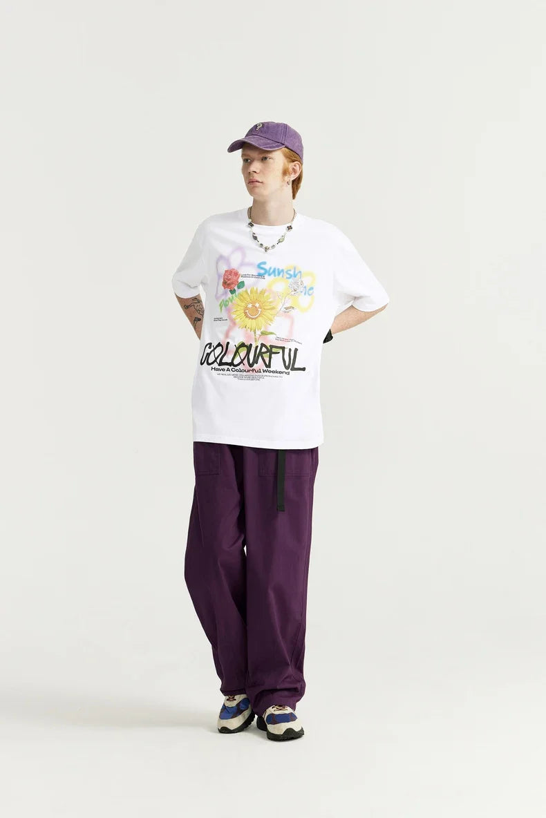 T-shirt con girasole graffiti