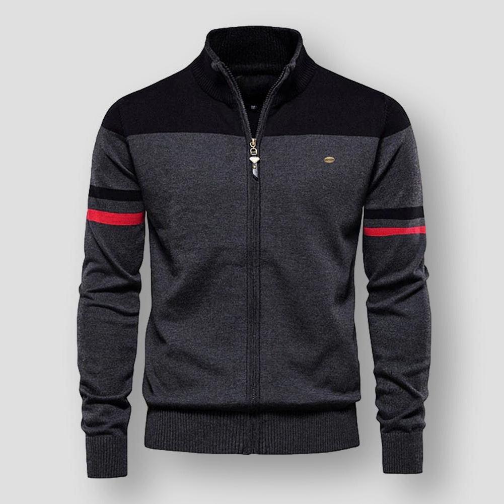 Cardigan lavorato a maglia con cerniera e maniche lunghe