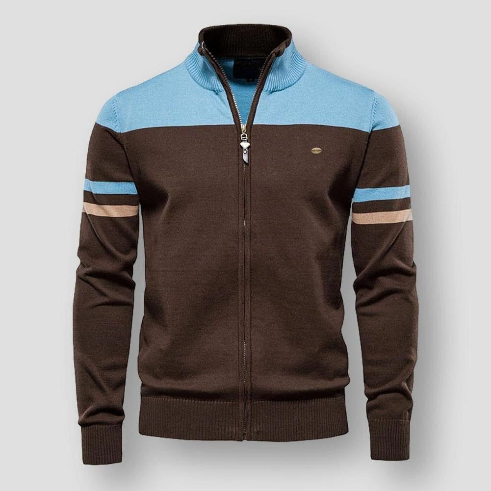 Cardigan lavorato a maglia con cerniera e maniche lunghe