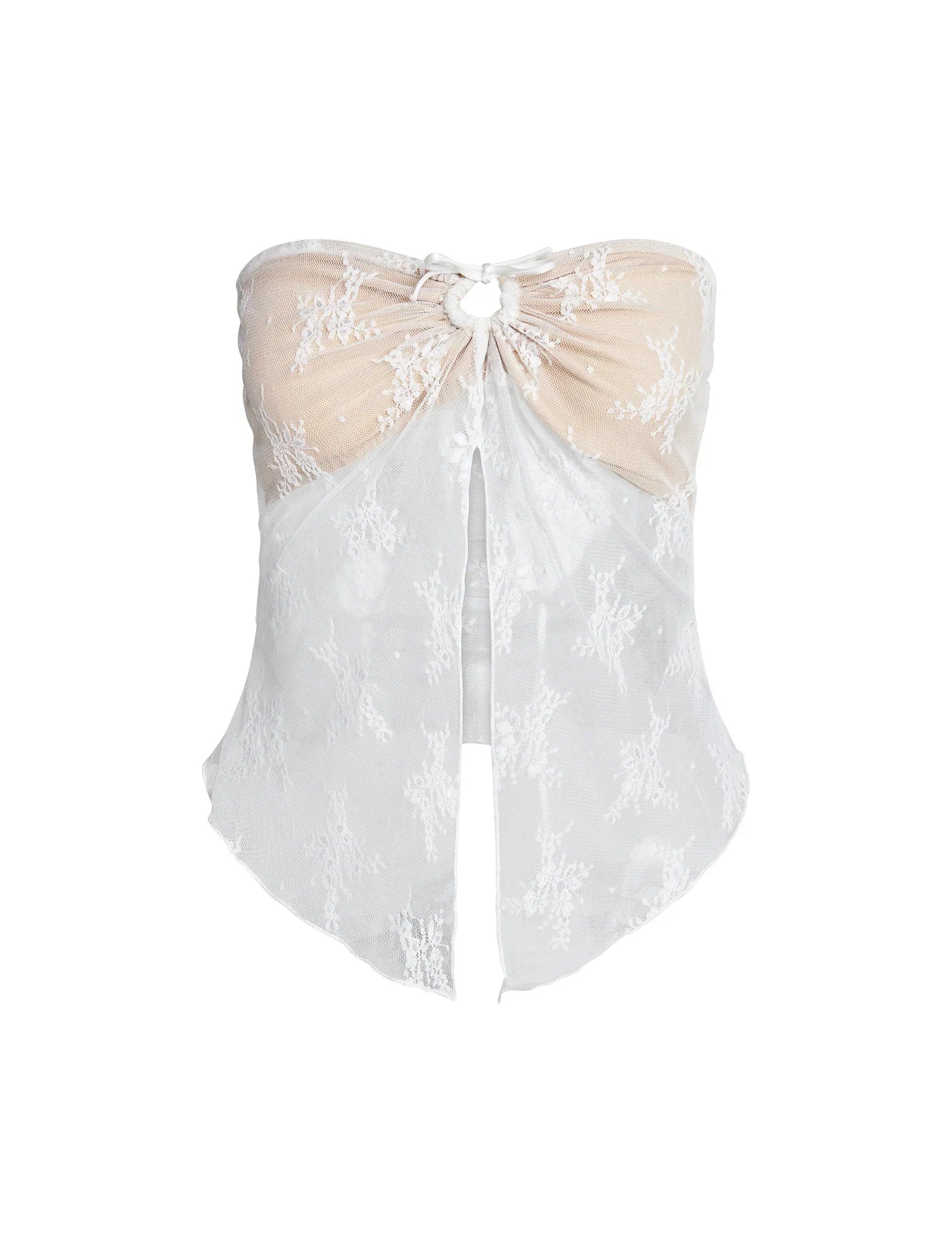 Elegante top traslucido con gonna