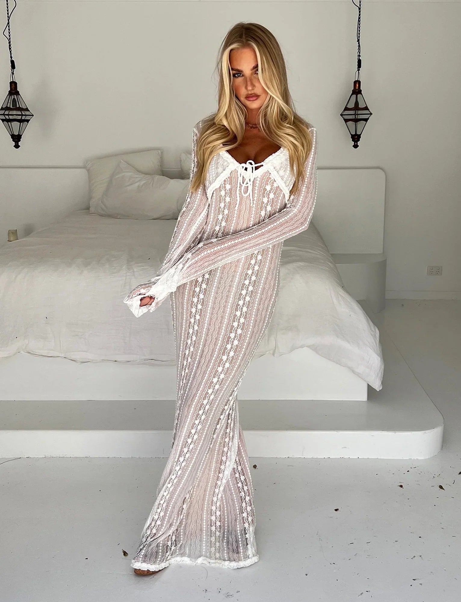 Vestito lungo bianco in due pezzi