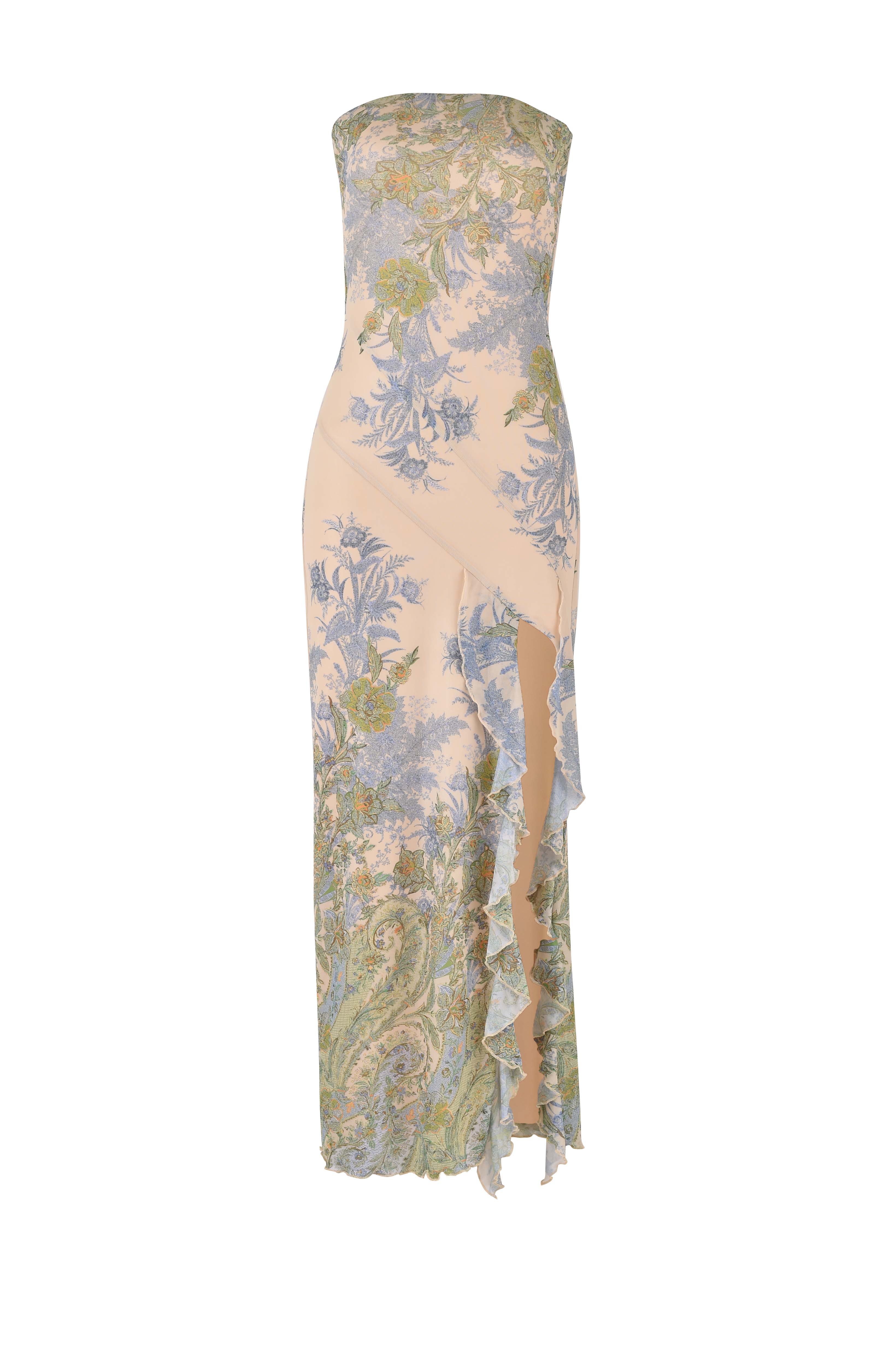 Vestito lungo bianco con stampa floreale