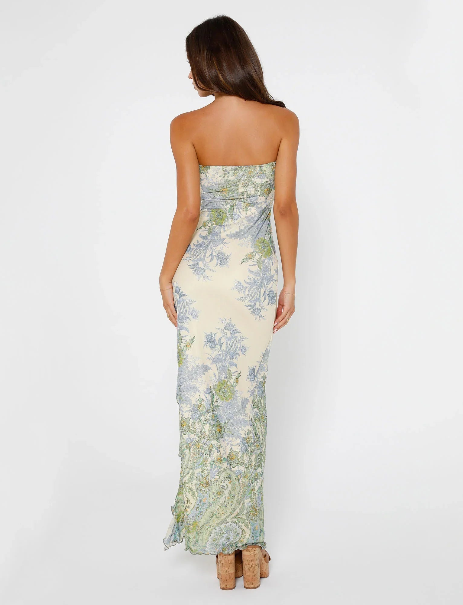 Vestito lungo bianco con stampa floreale