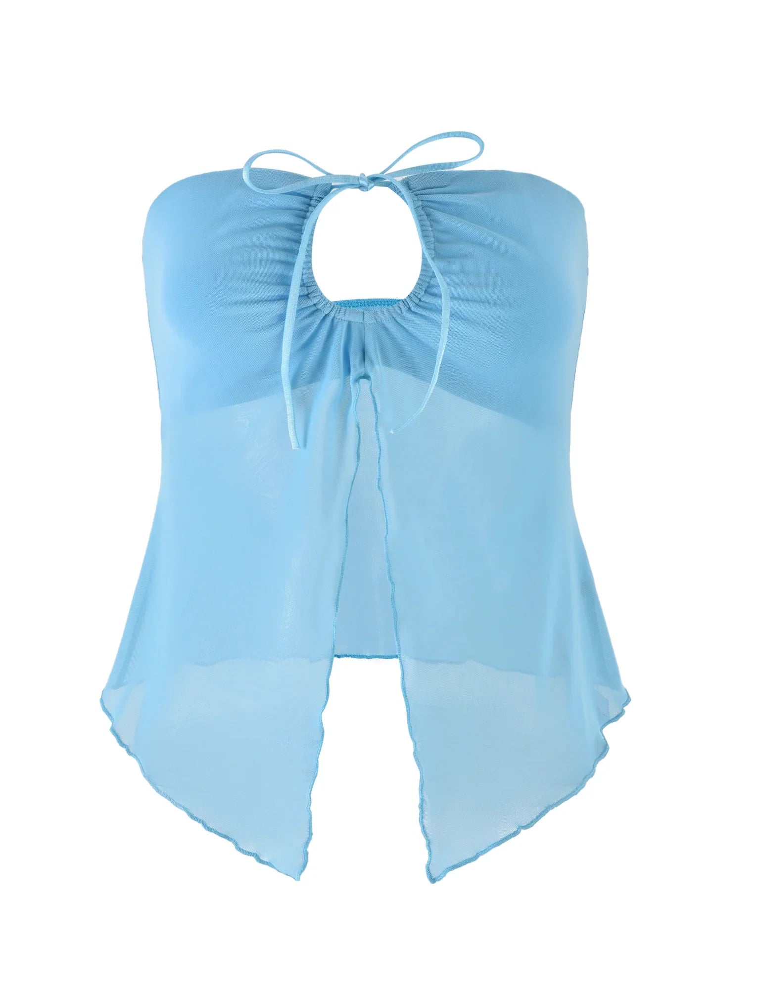 Elegante top traslucido con gonna
