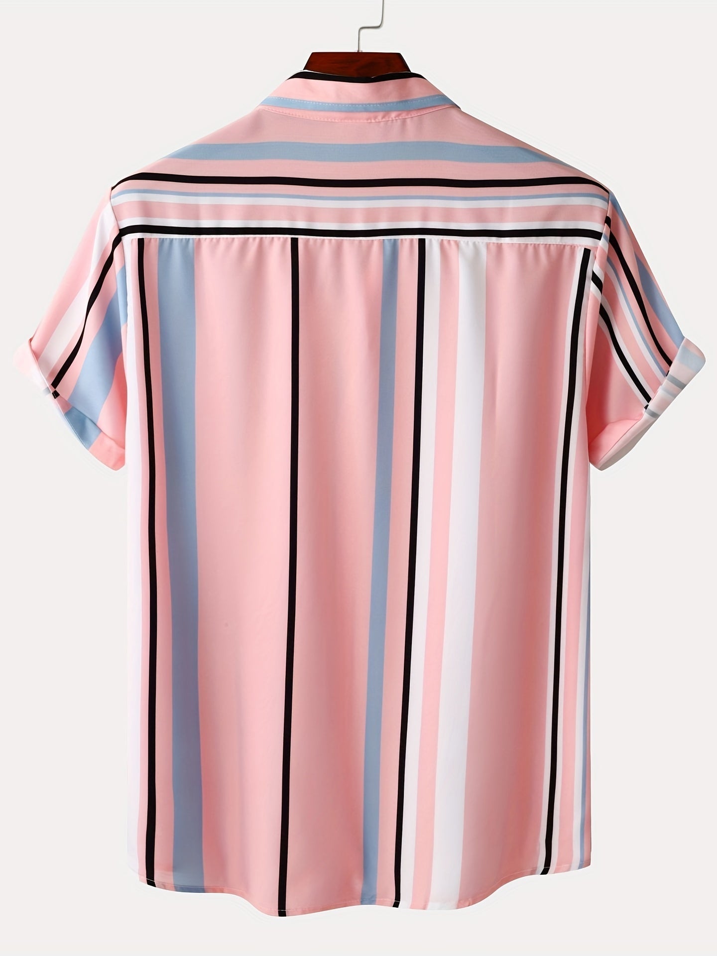 Camicia casual da uomo a maniche corte sottili con risvolto con motivo a righe