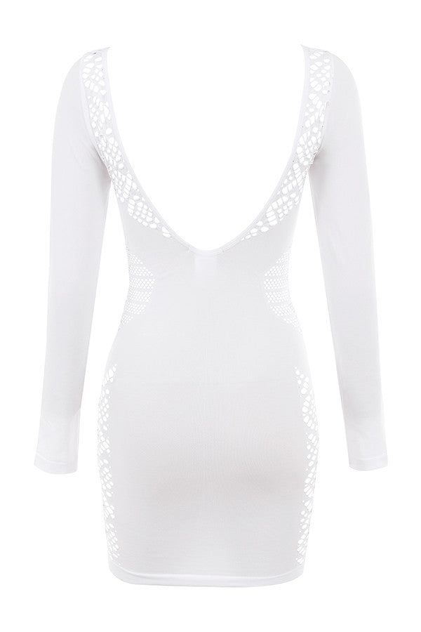 Mini vestito in maglia stretch bianca