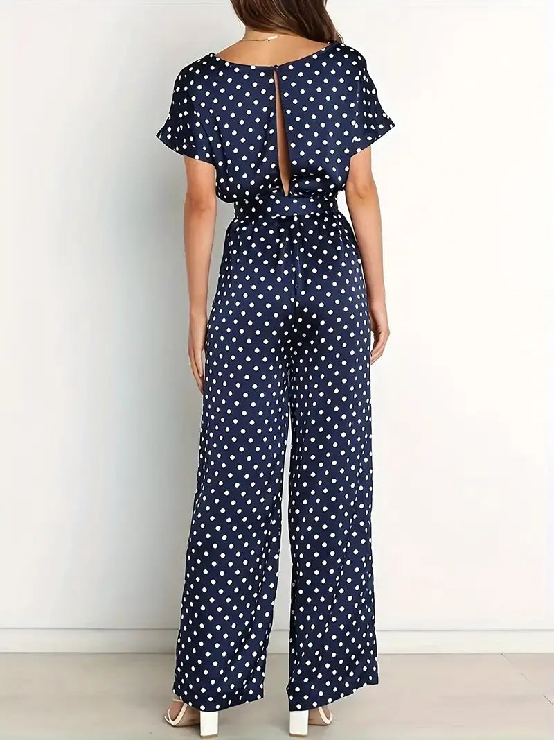 Tuta elegante blu navy con pois