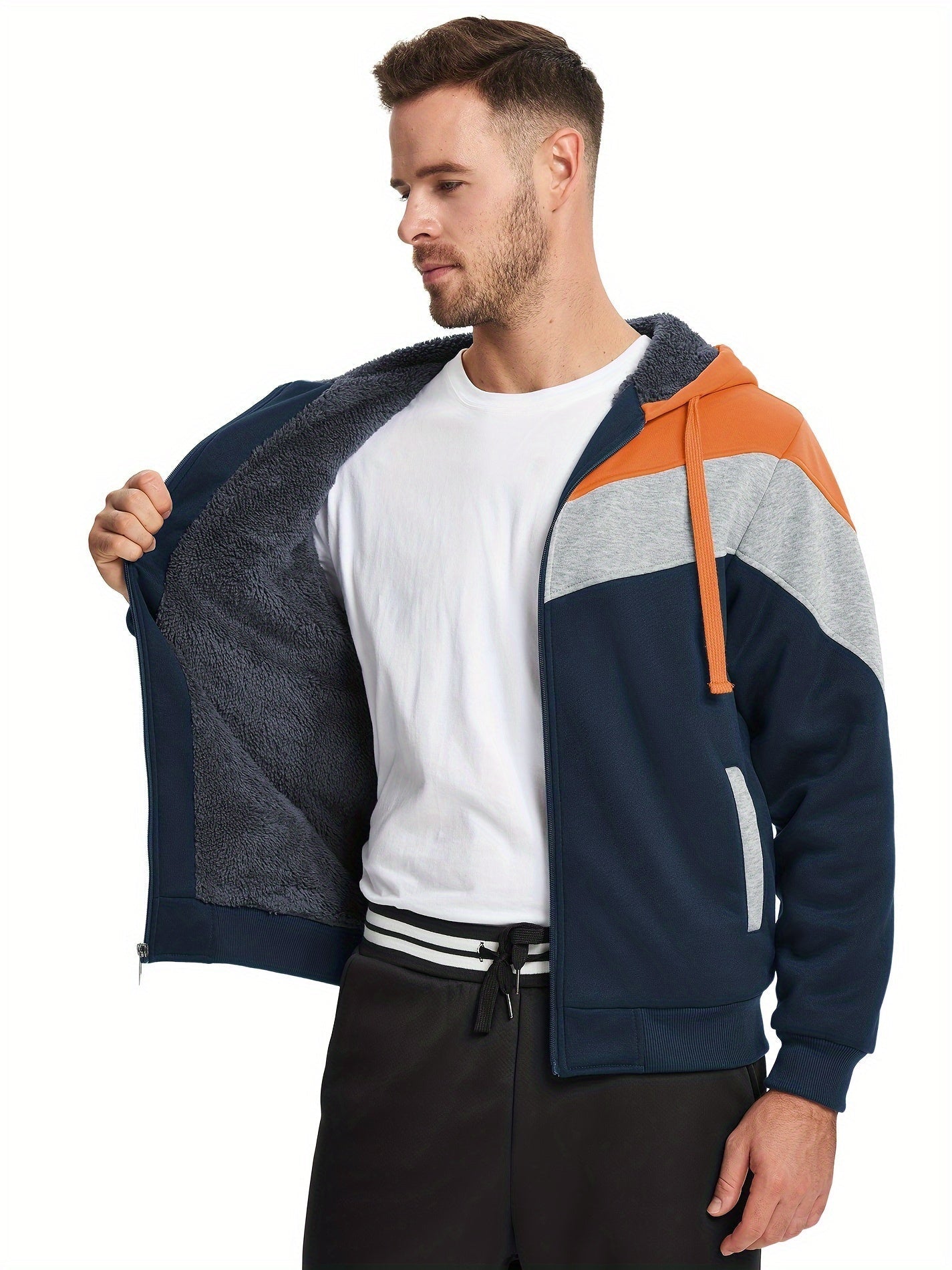 Felpa con cappuccio versatile in pelliccia da uomo