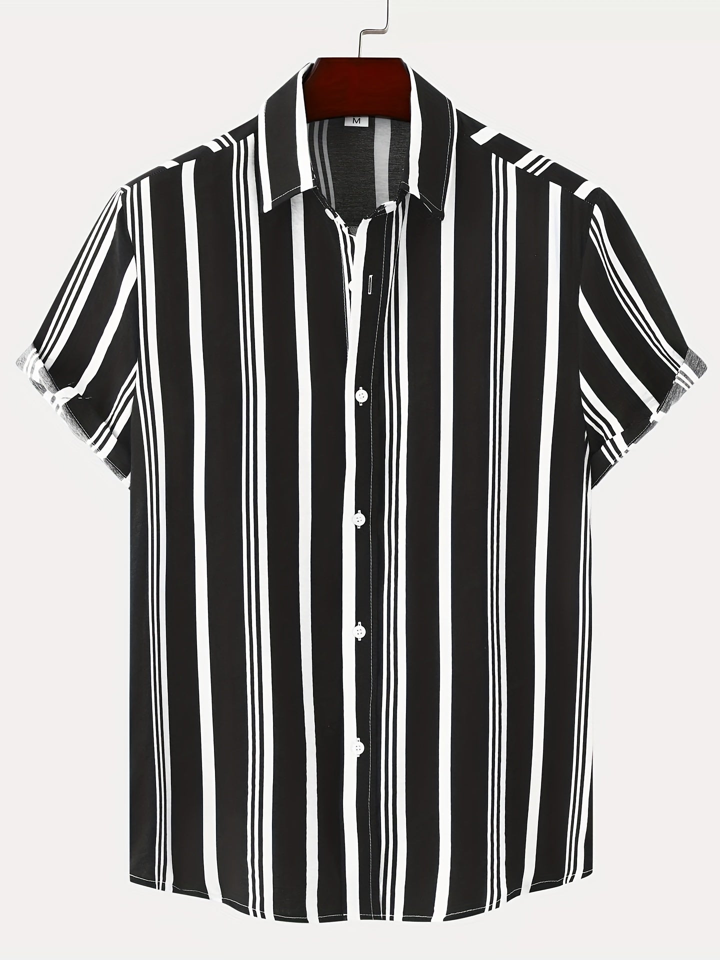 Camicia casual da uomo a maniche corte sottili con risvolto con motivo a righe