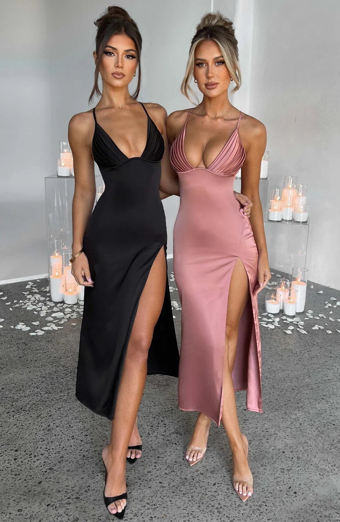 Vestito midi elegante con spalline sottili